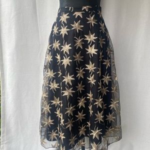 Eva Franco Gold Embroidery on Black Tulle Skirt